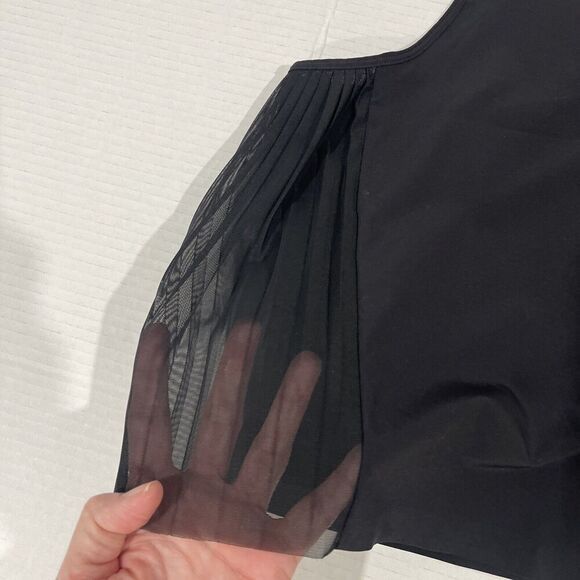 Lululemon Black Tank Swift Slink Fabric Size 6 Black Elegant Side Pleats Boxy - Picture 6 of 9